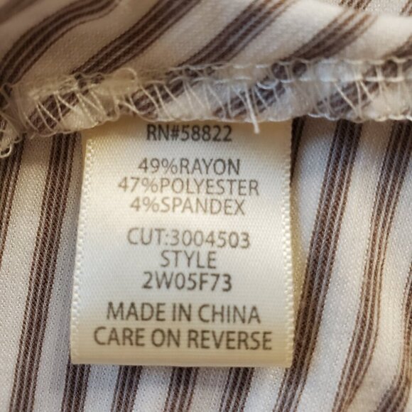 MAX STUDIO SZ 2X Womens Taupe & White Striped Knot Front Button Up Stretch Top - Picture 8 of 8